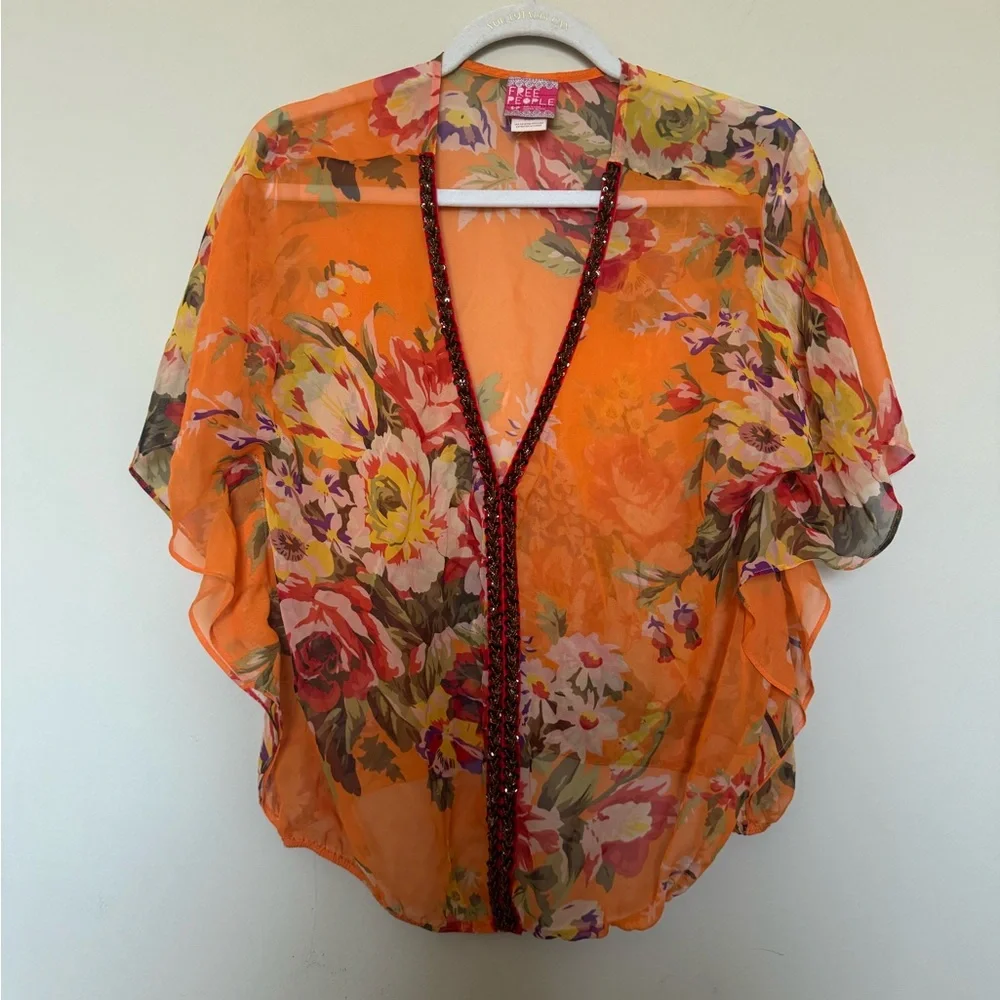 Free People Vibrant Floral Sheer Blouse - Picture 2 of 4